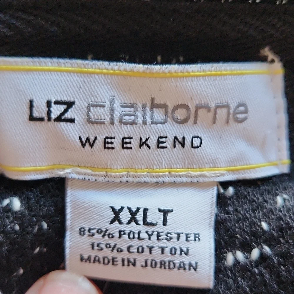 Liz Clairborne Weekend Knit 3 Quarter Length Sleeve Black & White Top Womans XXL - Picture 2 of 9